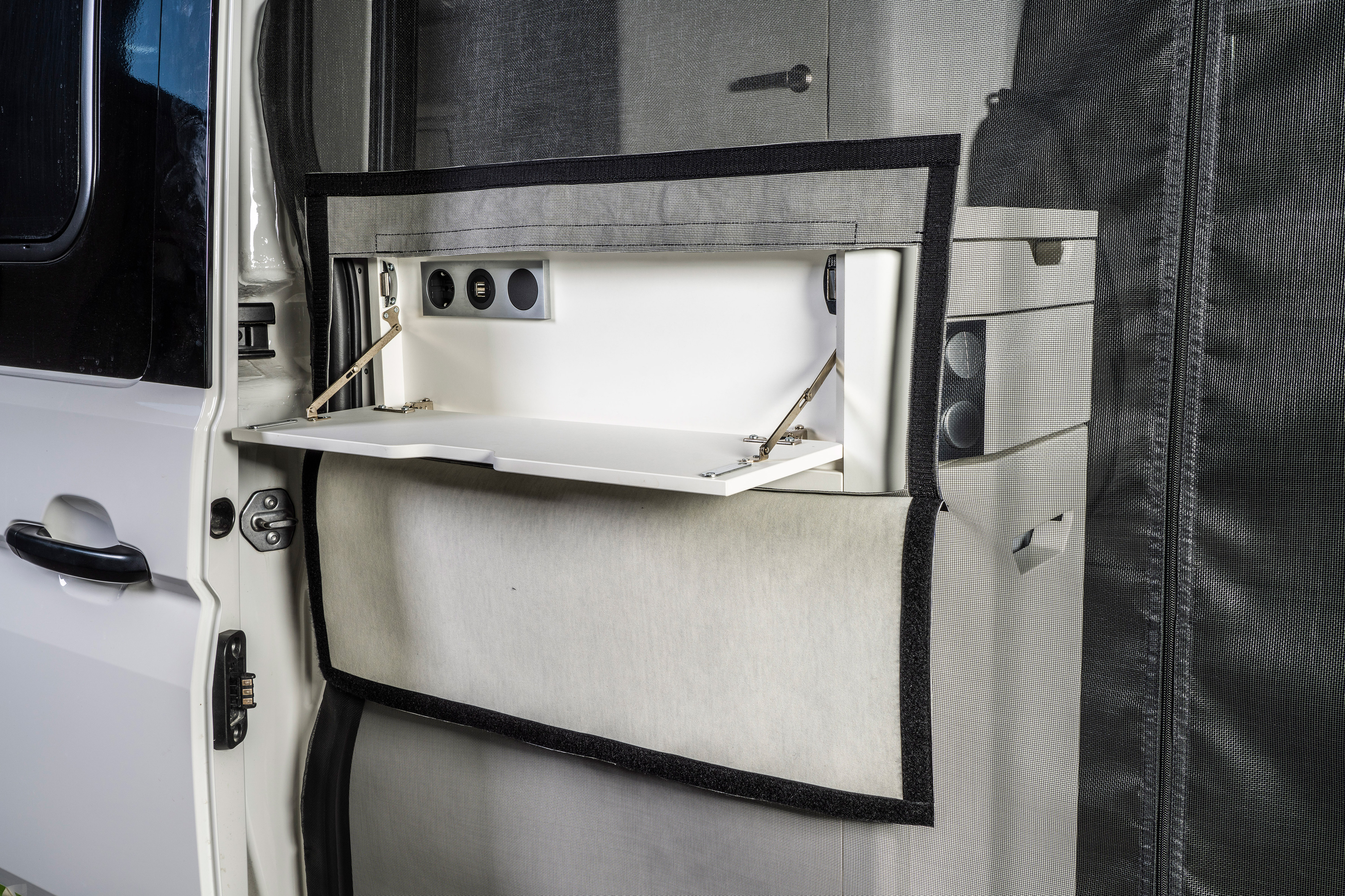 Schiebetürenmoskitonetz, VW Crafter / Grand California, Beifahrerseite (rechts), Maschenweite Fine Mesh