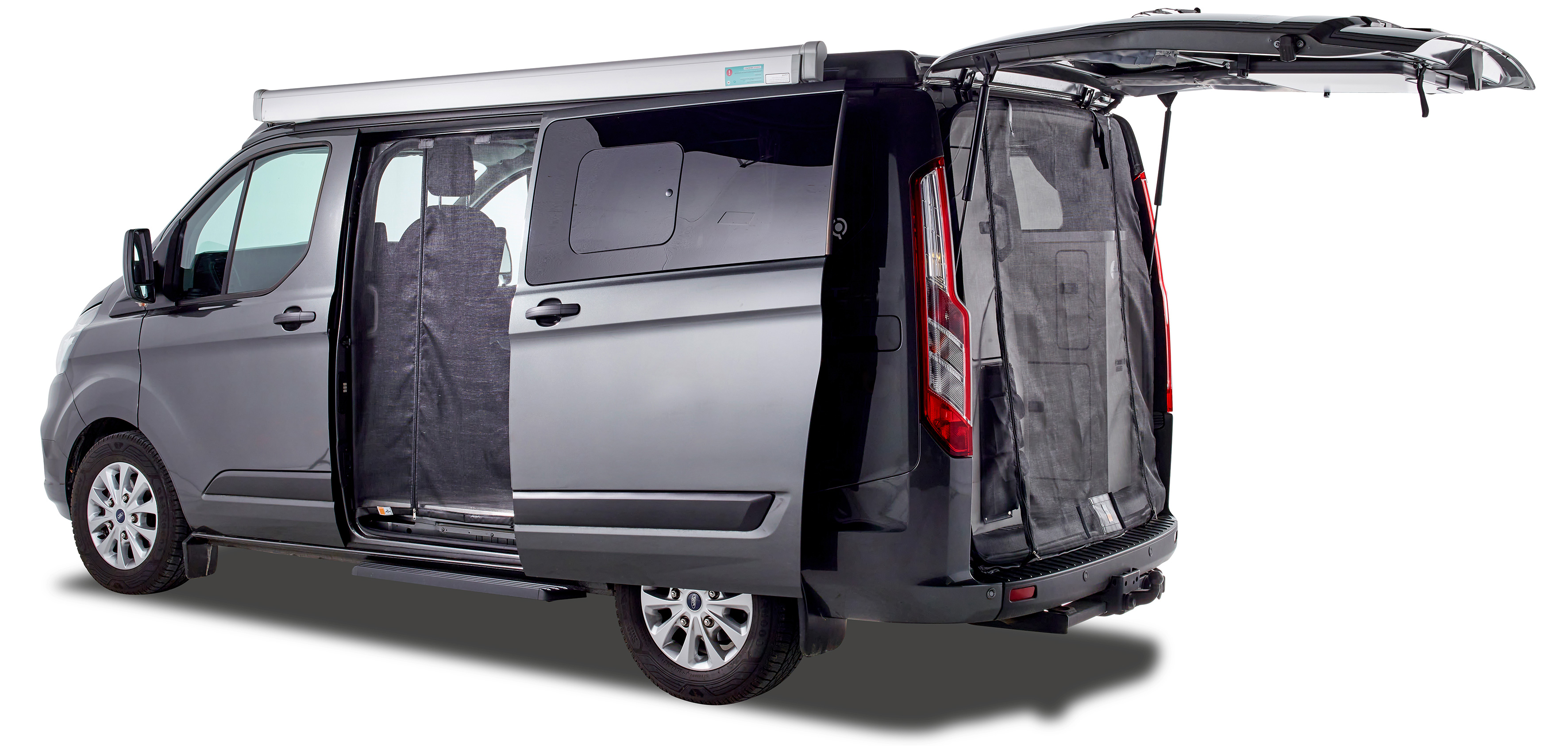Schiebetürenmoskitonetz Reißverschluss, Ford Custom (2012 - 2023), Fahrerseite (links), Maschenweite Fine-mesh