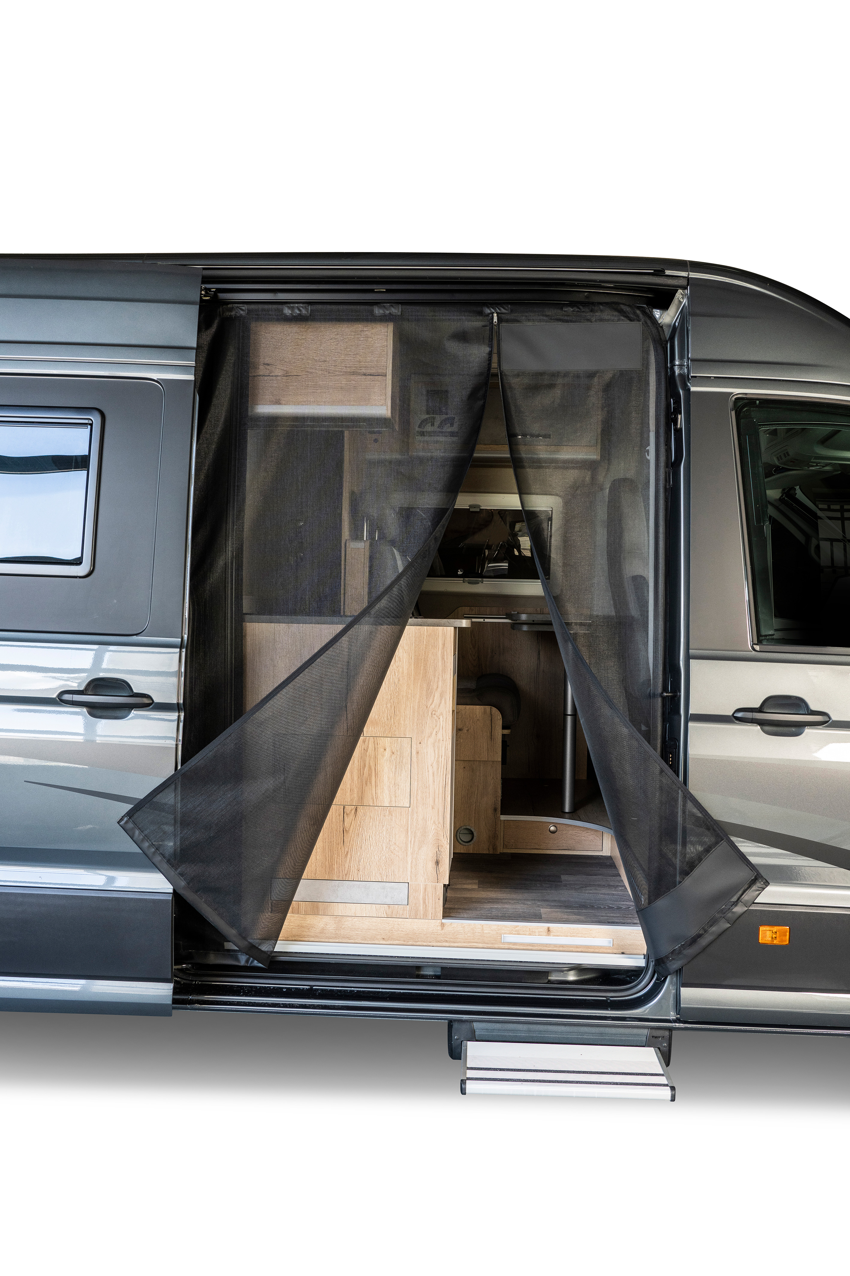 Schiebetürenmoskitonetz Magnetreißverschluss, VW Crafter / Grand California, Beifahrerseite (rechts), Maschenweite Fine Mesh