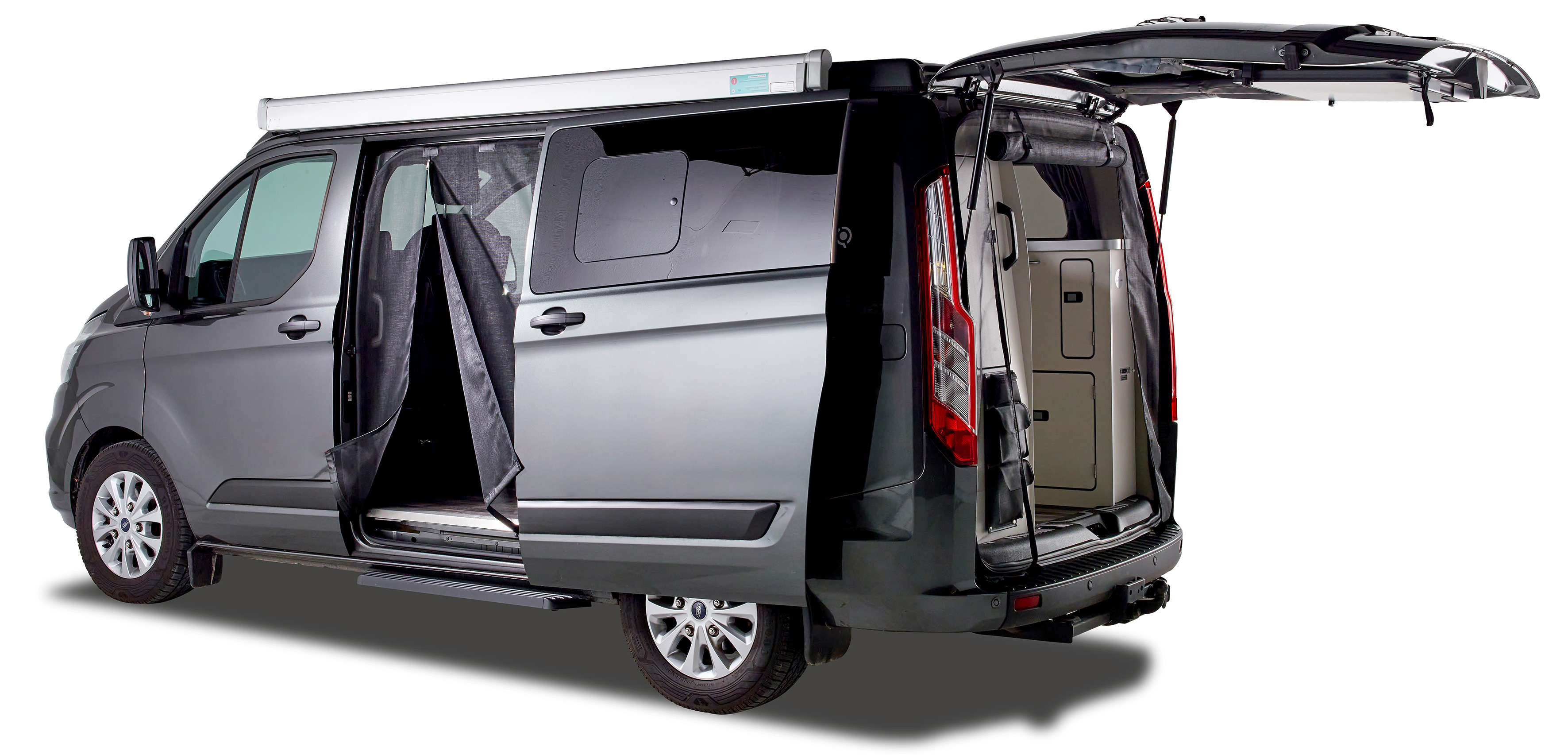 Schiebetürenmoskitonetz Reißverschluss, Ford Custom (2012 - 2023), Fahrerseite (links), Maschenweite Fine-mesh