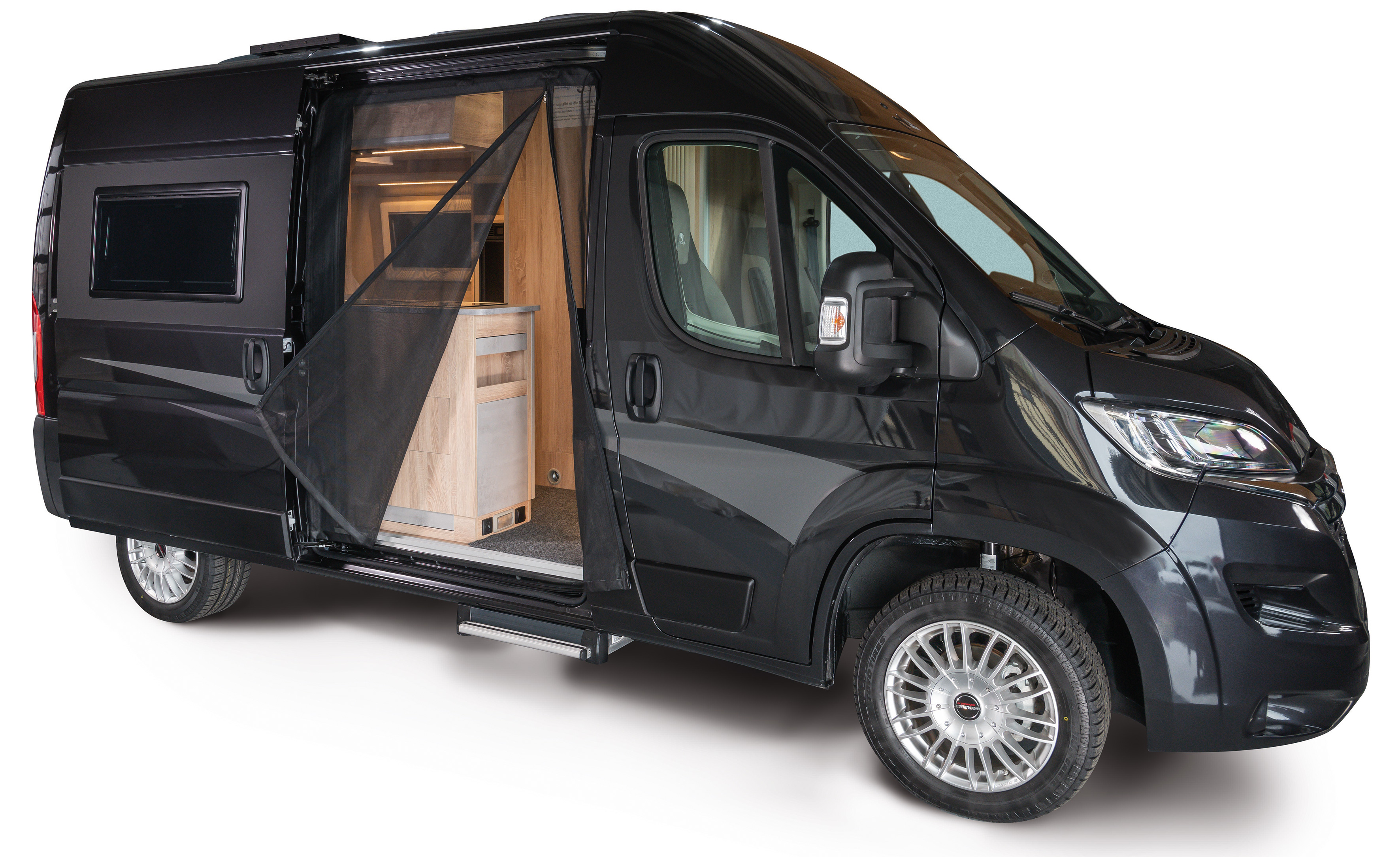 Schiebetürenmoskitonetz Magnetreißverschluss, für Fahrzeughöhe H2/H3 von Citroën, Fiat, Opel, Peugeot, Toyota, Beifahrerseite (rechts), Maschenweite Fine-mesh