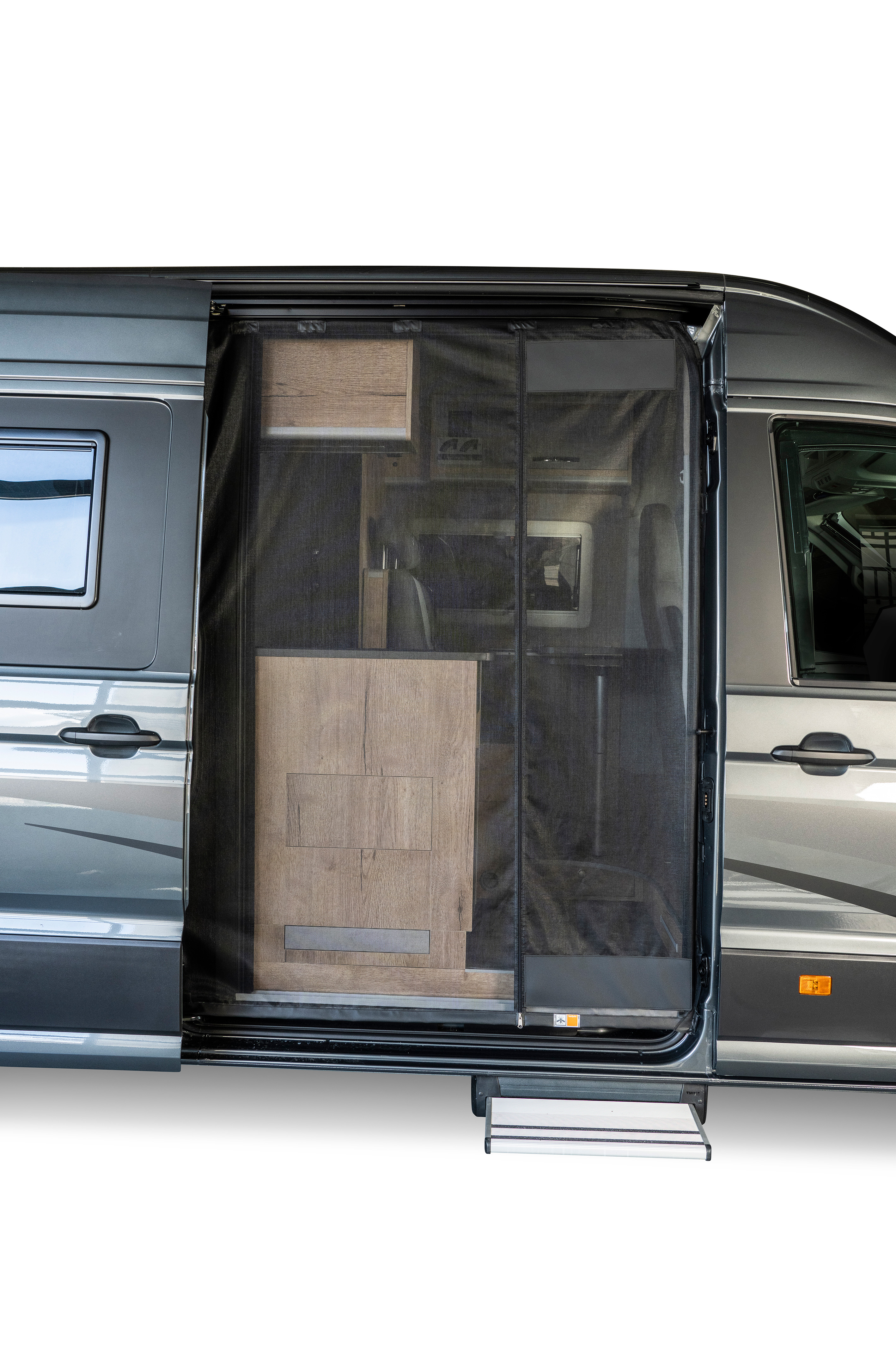 Schiebetürenmoskitonetz Magnetreißverschluss, VW Crafter / Grand California, Beifahrerseite (rechts), Maschenweite Fine Mesh